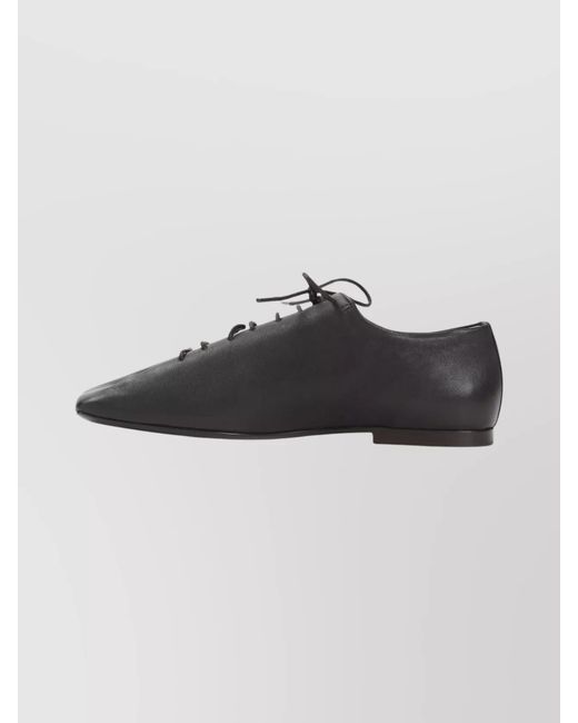 Lemaire Black Flat Lace-Up Shoes Square Toe