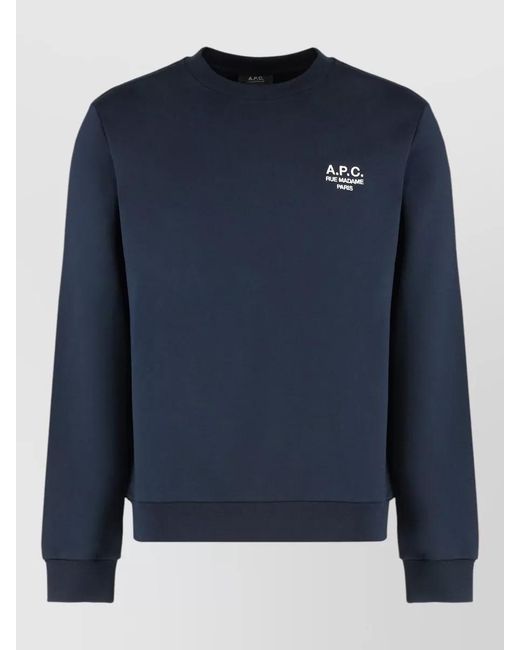 A.P.C. Blue Rue Madame Cotton Crew Neck Sweatshirt for men