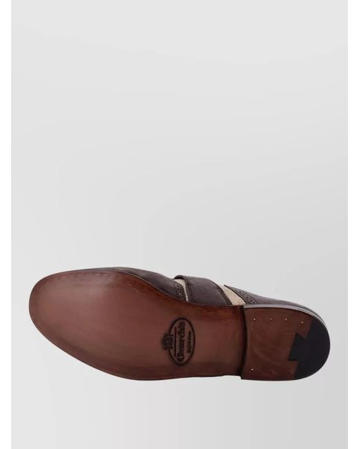 Church's Brown Monk Strap Shoes Buckle Fringe Perforated Design for men