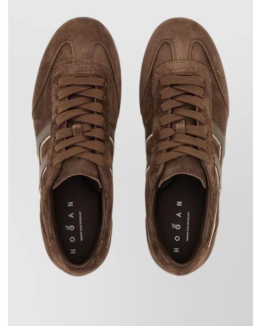 Hogan Brown H693 Leather Lace Up Sneakers