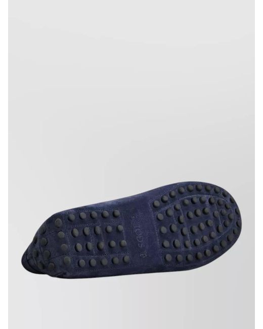 Tod's Blue Suede Penny Loafer Shoes Round Toe for men