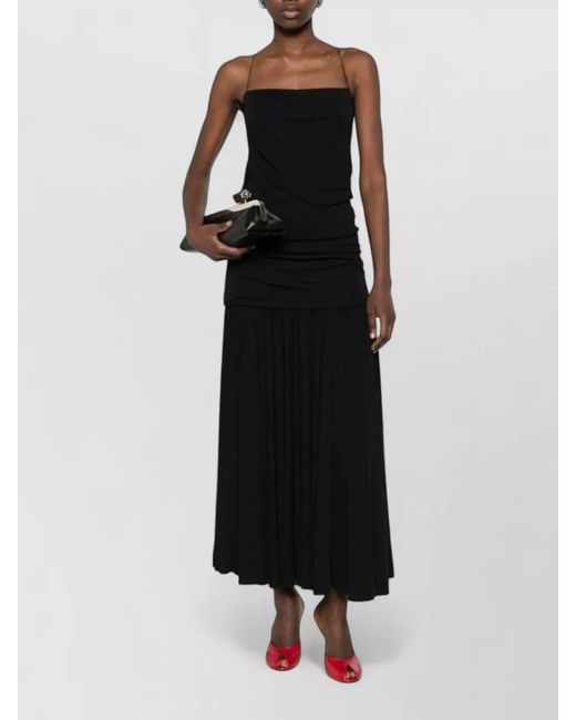 Jacquemus Black Gathered Pleated Maxi Dress