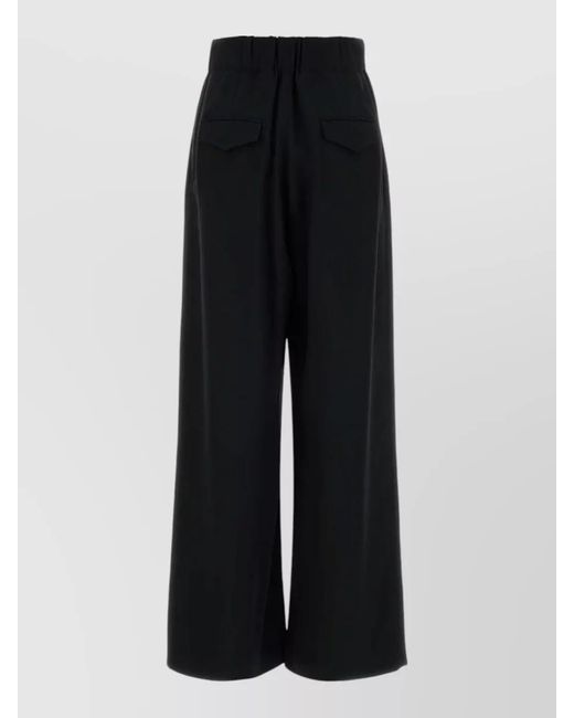 Jil Sander Black Crepe Wide Leg Pants Featuring Back Pockets