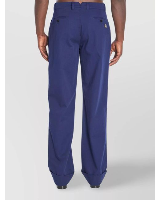 Valentino Garavani Blue Cotton Straight-Leg Trousers for men