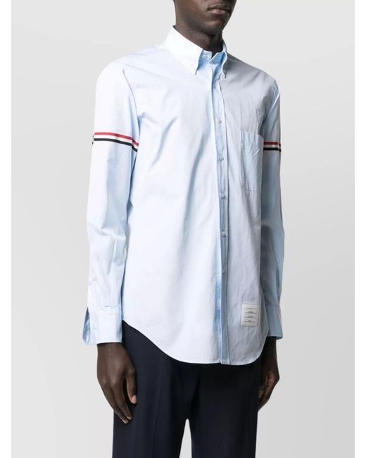 Thom Browne Blue Striped Long-Sleeve Shirt for men