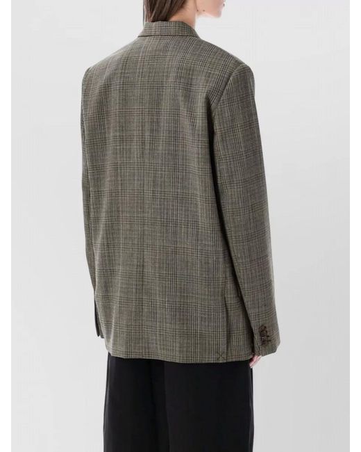 Soeur Gray Checked Oversized Wool-Blend Blazer