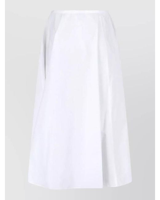 Aspesi White High Waist Midi Pleated Skirt Design