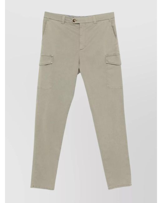 Brunello Cucinelli Natural Cotton Cargo Trousers With Side And Back Pockets for men