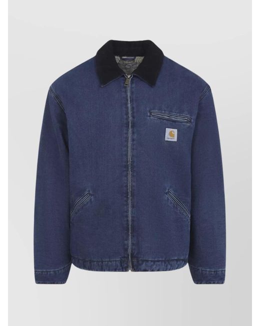 Carhartt Blue Detroit Jacket With Ribbed Cuffs And Hem for men