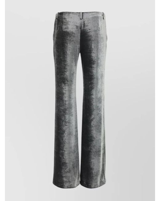 Alberta Ferretti Gray Velvet Wide-Leg Trousers