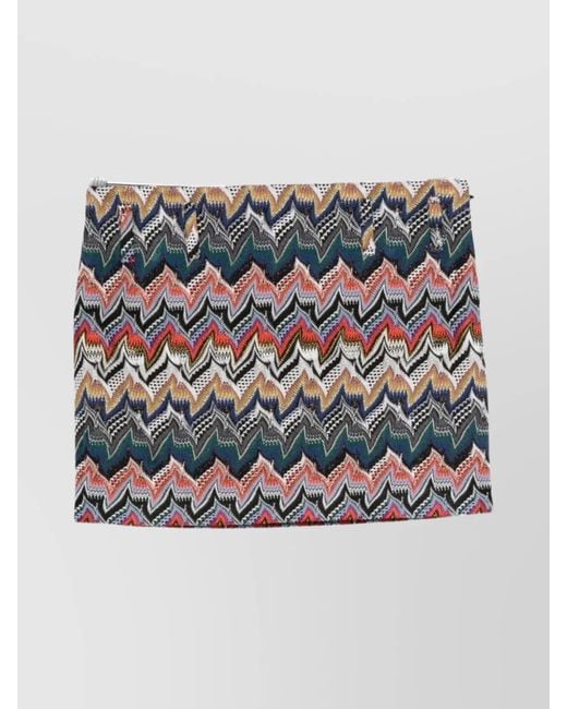 Missoni Gray Textured Chevron Pattern Mini Skirt