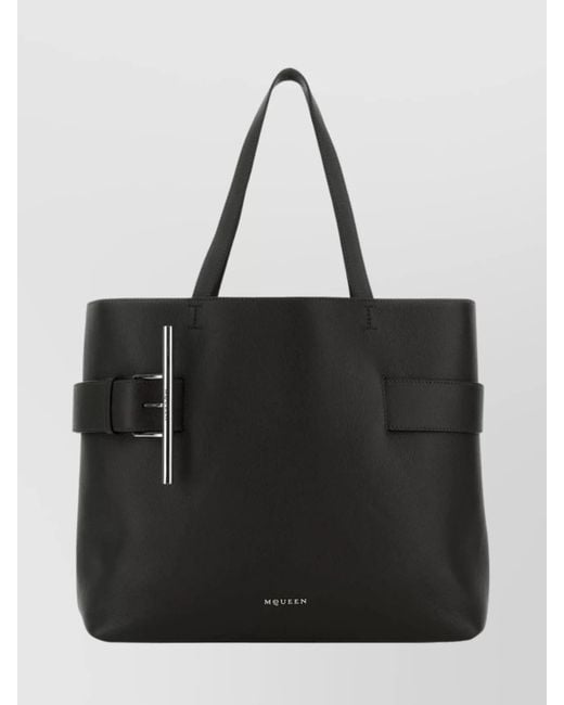 McQueen Black Leather Shoulder Bag