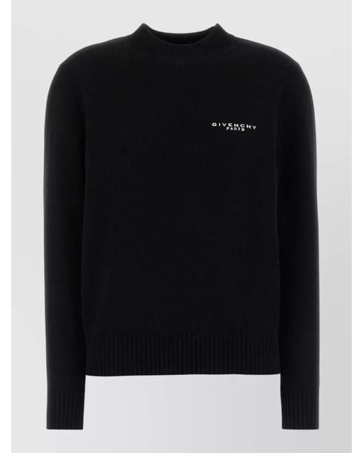 Givenchy Black Cashmere Wool Crew-Neck Sweater