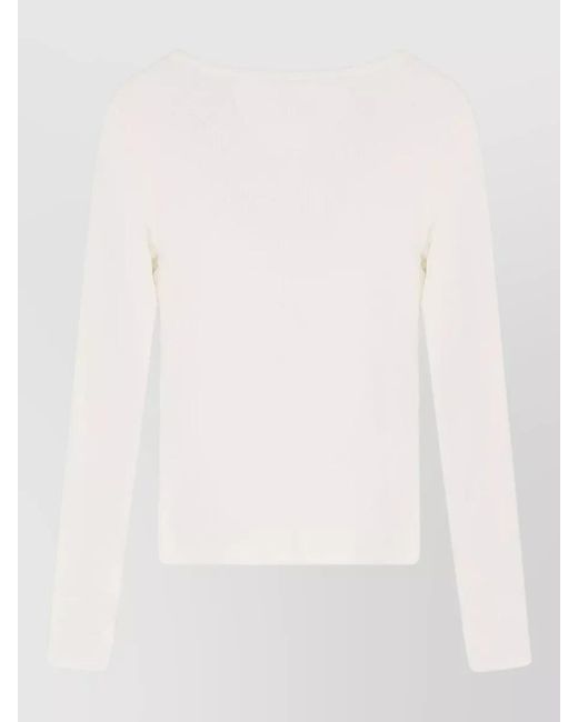Chloé White Ribbed Cotton Henley Top