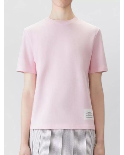 Thom Browne Pink Striped Cotton Short-Sleeve T-Shirt