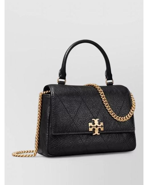 Tory Burch Black Charlie Quilted Top Handle Chain Bag