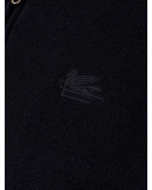 Etro Blue Wool Blend Bomber Jacket for men