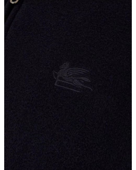 Etro Blue Wool Blend Bomber Jacket for men