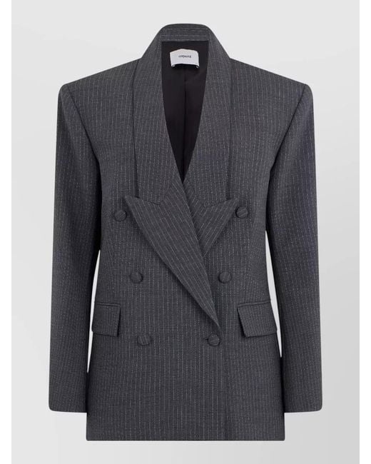 Coperni Blue Pinstripe Double Breasted Tailored Blazer