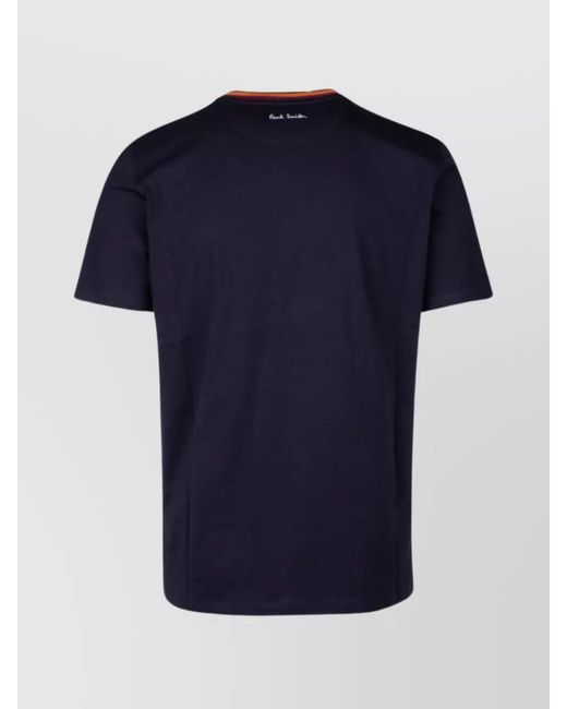 Paul Smith Blue Ribbed Crew Neck Short Sleeve T-Shirt for men