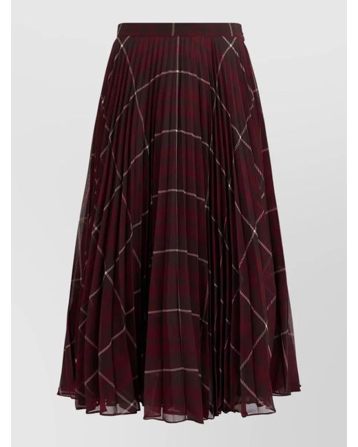 Max Mara Purple Checked Pleated Maxi Skirt