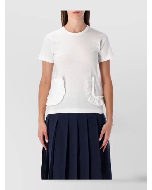 Comme des Garçons White Cotton Ruffled Pocket Short-Sleeve T-Shirt