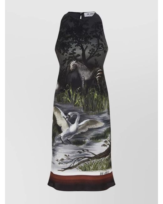 The Attico Multicolor Night Landscape Smoke Print Halter Dress