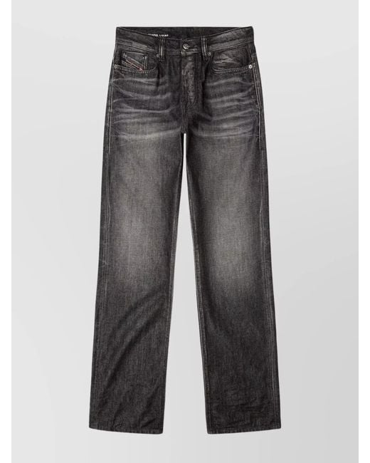 DIESEL Gray Denim Straight-Leg Jeans for men