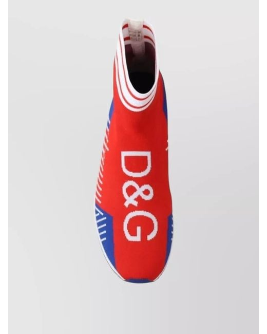Dolce & Gabbana Red Knit Logo Sock Sneakers for men