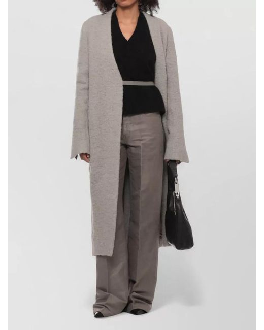 Rick Owens Gray High Waist Wide Leg Tailored Denim Trousers