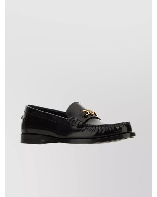 Versace Black Leather Loafers