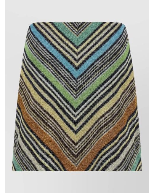 Missoni Gray Chevron Pattern Textured Fabric Midi Skirt