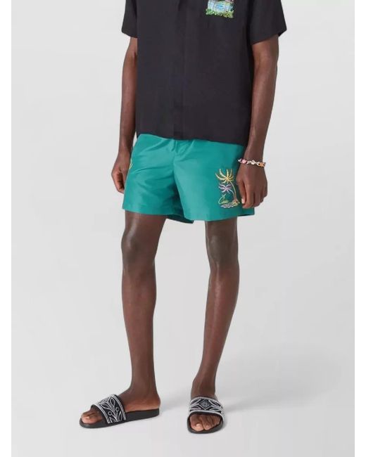 Casablanca Green Logo-Print Swim Shorts for men