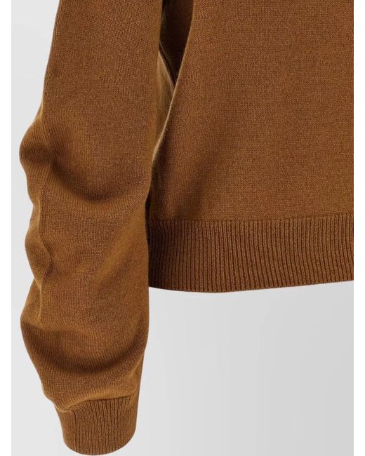 Nude Brown Crew Neck Raglan Knit Sweater Long Sleeves