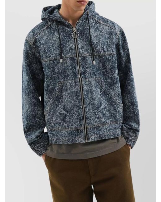 1989 STUDIO Blue Denim Zip Hoodie for men