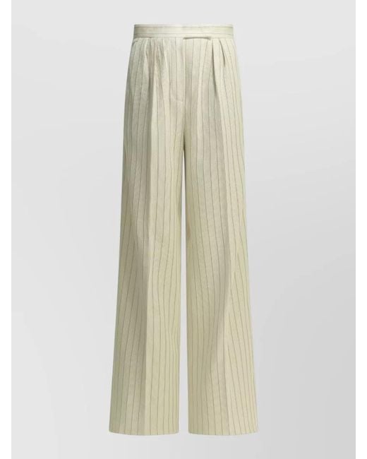 Max Mara White Tailored Pinstripe Trousers Pleated Wide Leg