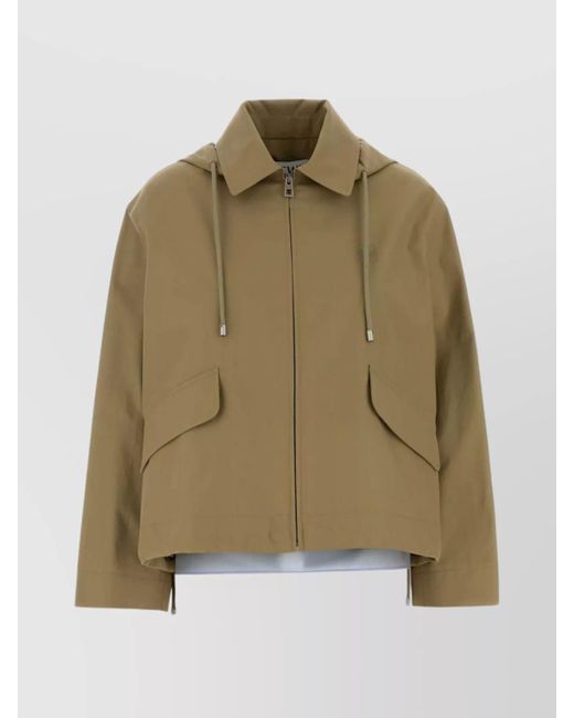 Loewe Green Cotton Parka With Drawstring And Hood