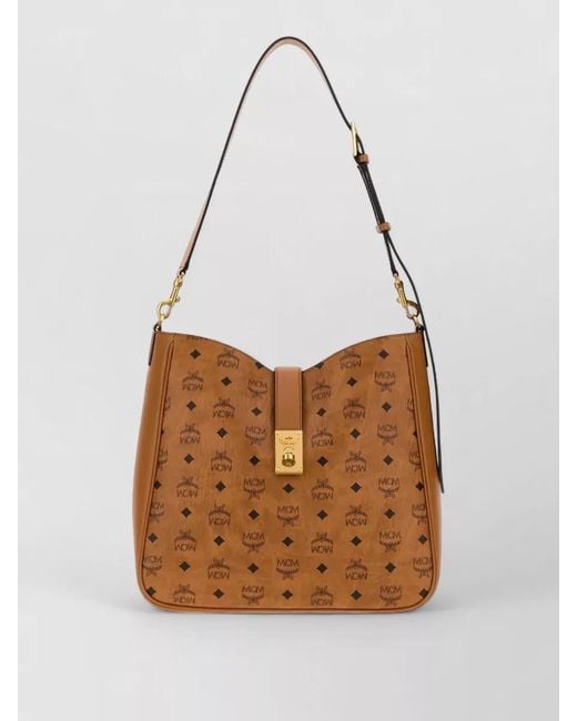 MCM Brown Canvas Tracy Shopping Tote Bag Strap