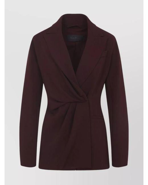Max Mara Purple Draped Single-Breasted Blazer