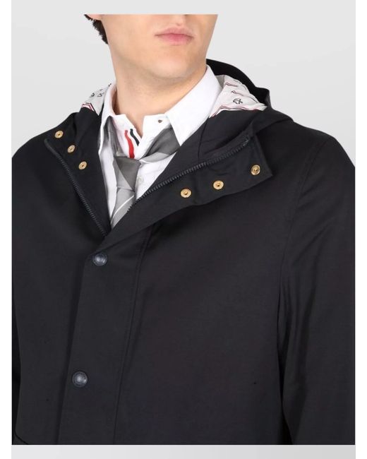 Thom Browne Black Hooded Parka Jacket for men