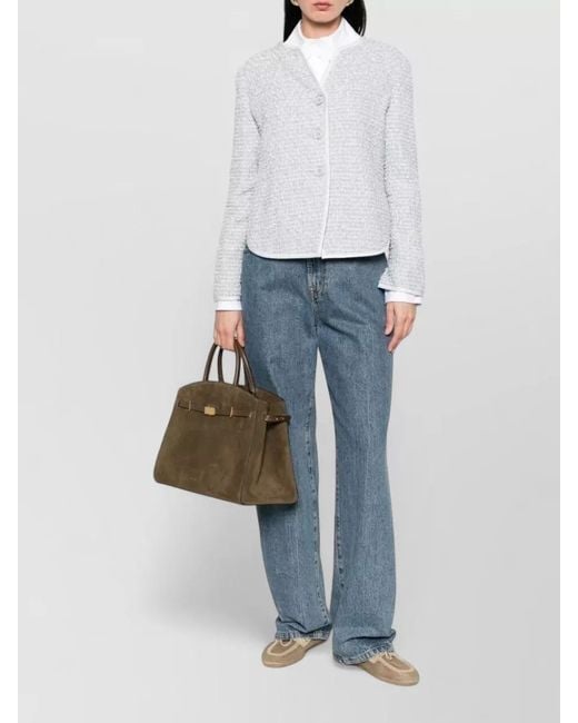 Emporio Armani White Textured Wool-Blend Suit Jacket