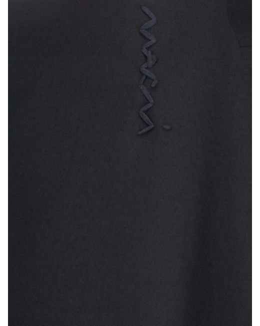 Marni Blue Virgin Wool Crepe High-Rise A-Line Midi Skirt