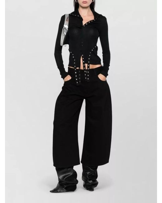The Attico Black Denim Oversized Wide-Leg Trousers