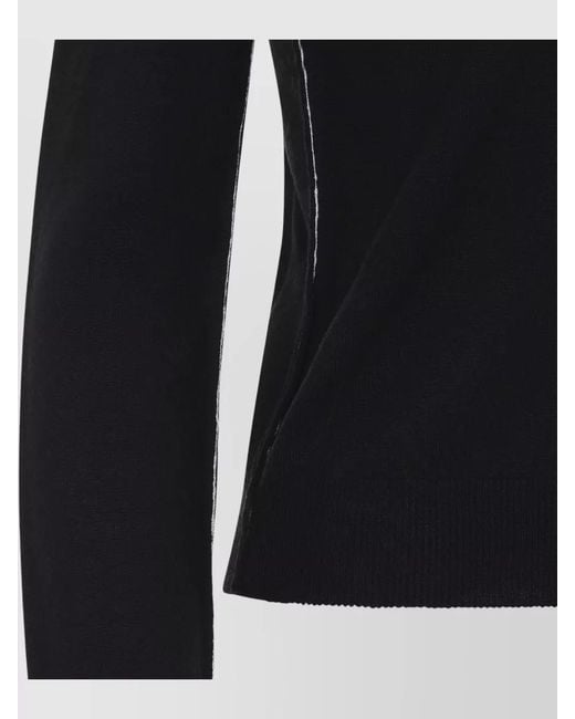 MM6 by Maison Margiela Black Round Neck Cardigan Long Sleeves Pockets Stitching