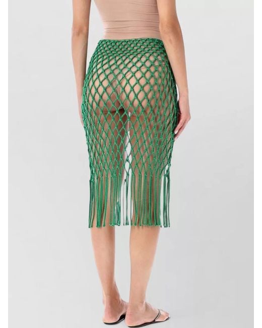 Frankie Shop Green Tropea Macrame Beach Skirt High Waist