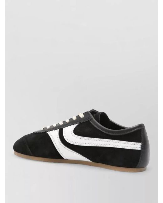Dries Van Noten Black Low Top Sneakers Suede Stripe Detail