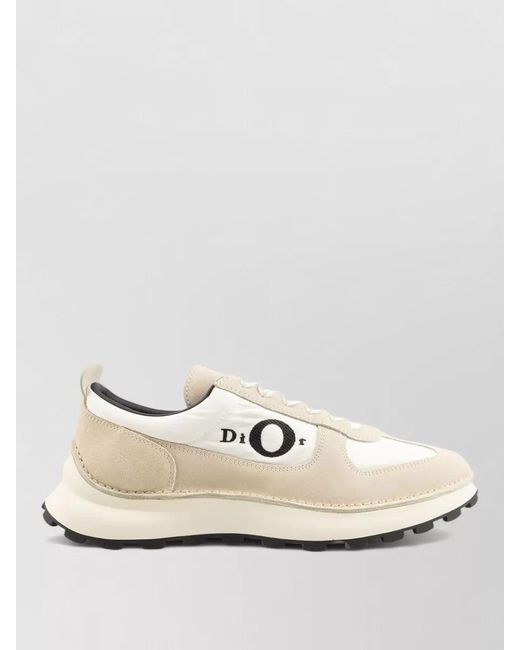 Dior White Lightweight Rubber Sole Suede Fabric Sneakers for men