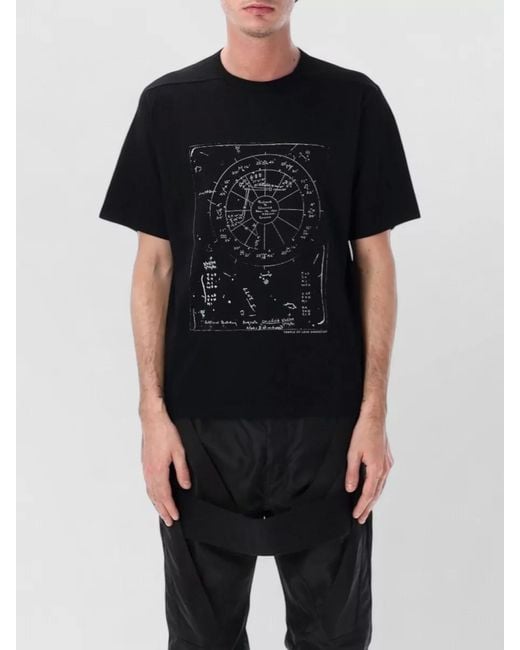 Rick Owens Black Cotton Printed Short-Sleeve T-Shirt for men
