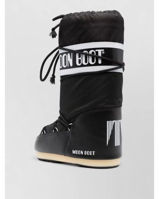 Moon Boot Black Nylon Logo Print Snow Boots for men