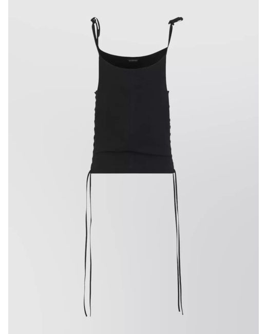 Balenciaga Black Lace Up Technical Ripstop Tank Top